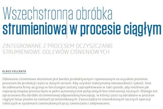 Wszechstronna obróbka strumieniowa w procesie ciągłym