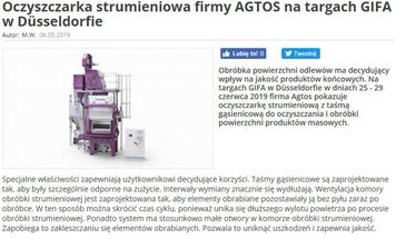 Oczyszczarka strumieniowa firmy AGTOS na targach GIFA w Düsseldorfie